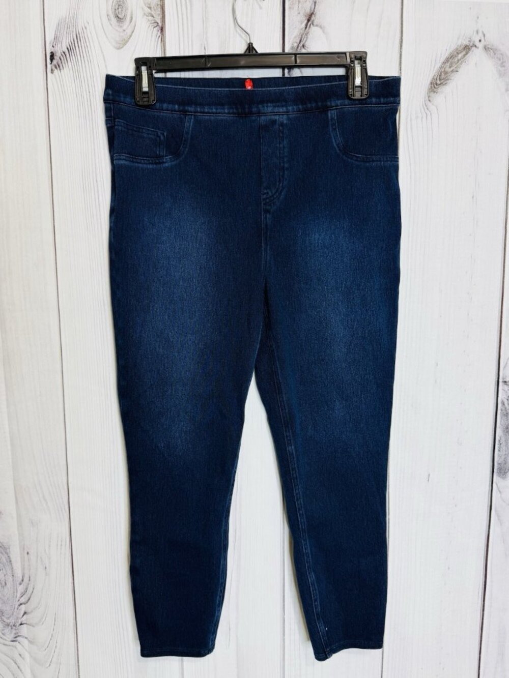 Spanx Jean-ish Ankle Leggings Size 1X (36x24) Dark Wash Blue Denim Pull On
